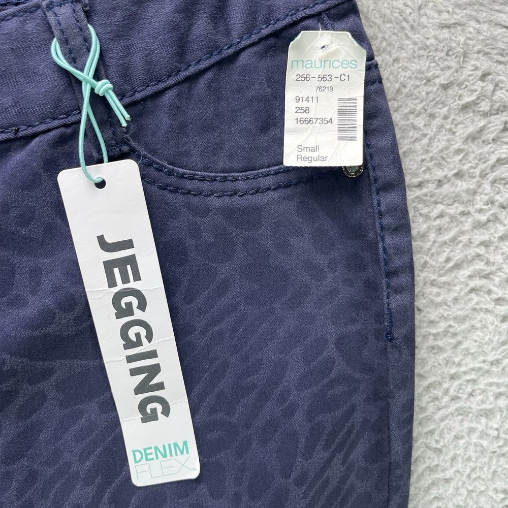 Maurices Jegging Pants Size Small Blue Cheetah Print Denim Stretch Flex NWT - Picture 4 of 13